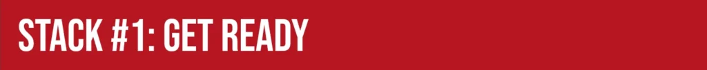 white text on red background 'stack #1: get ready'