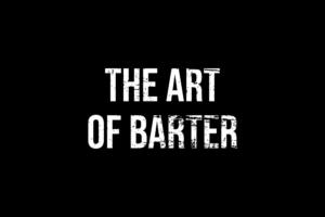 white text on black bacground - the art of barter