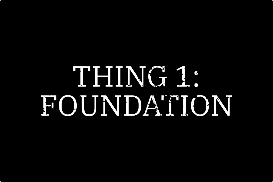 The word 'Foundation' in white text on a black background, representing the four business foundations every new business owner must establish before launch.