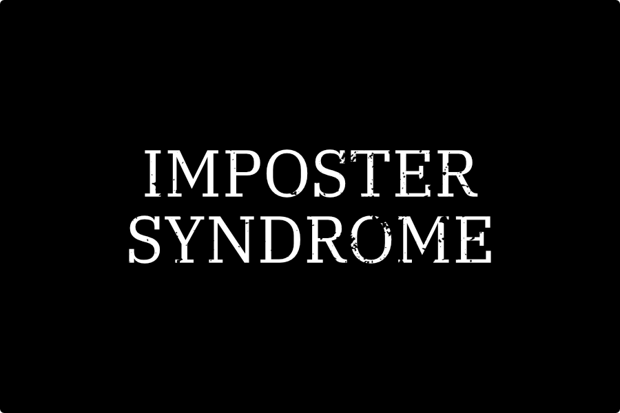 White text on black background - imposter syndrome.
